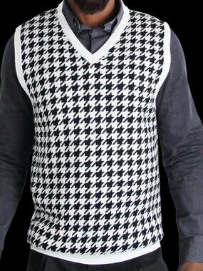 Big and Tall Men's Jacquard Houndstooth Sweater Vest